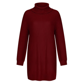 Women's Relaxed Fit Ribbed Chunky Knit Turtleneck Sweater — View 12