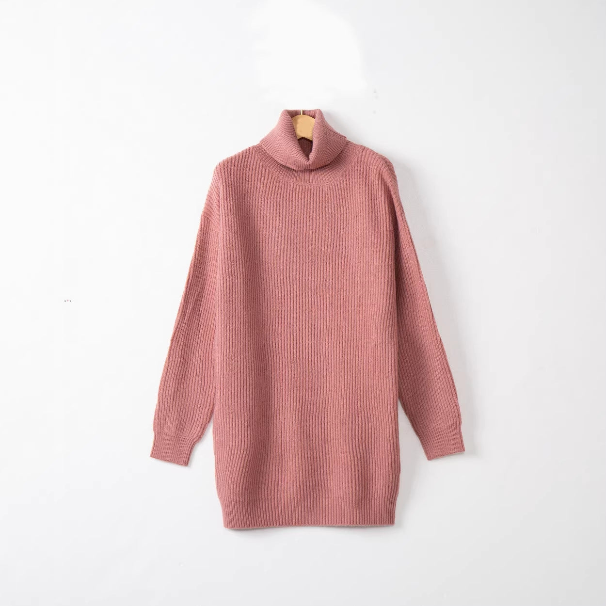 Women's Oversized Ribbed Drop Shoulder Turtleneck Sweater — View 4