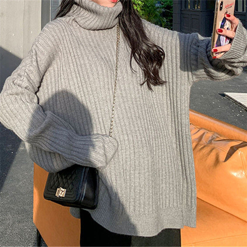 Women's Ribbed Textured Turtleneck Sweater — View 2