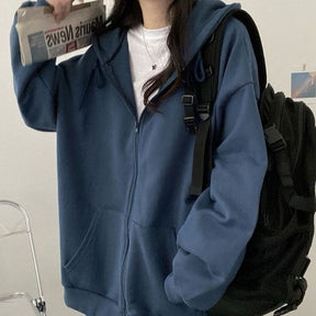 Women's Oversized Zip Front Hooded Jacket — View 4