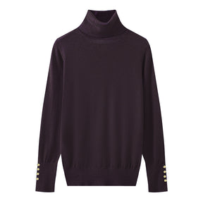 Women's Button Detail Turtleneck Sweater — View 8