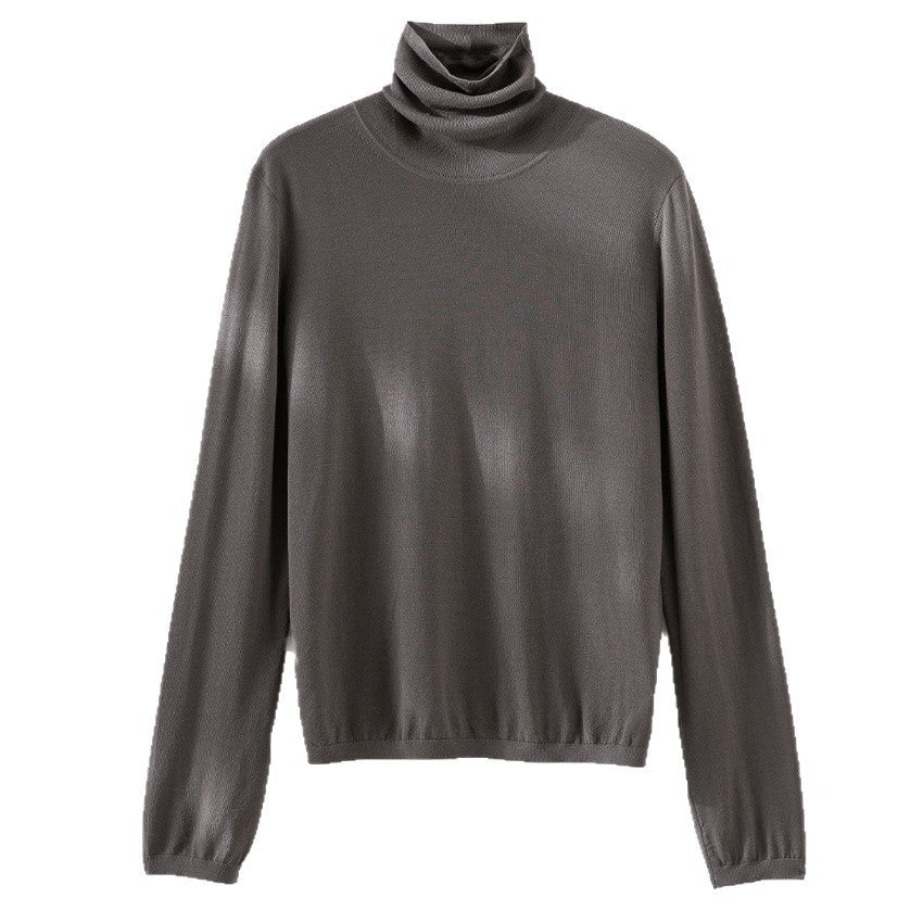 Women's Ribbed Fine Knit Turtleneck Sweater — View 5