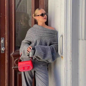 Women's Ribbed Chunky Knit Turtleneck Sweater — View 3