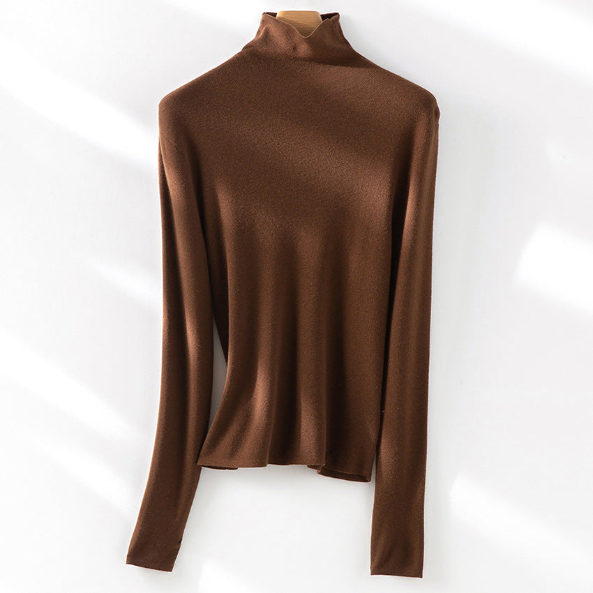 Women's Fitted Fine Knit Turtleneck Sweater — View 9