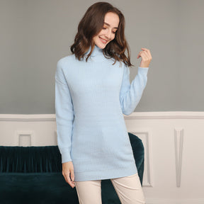 Women's Oversized Ribbed Drop Shoulder Turtleneck Sweater — View 1