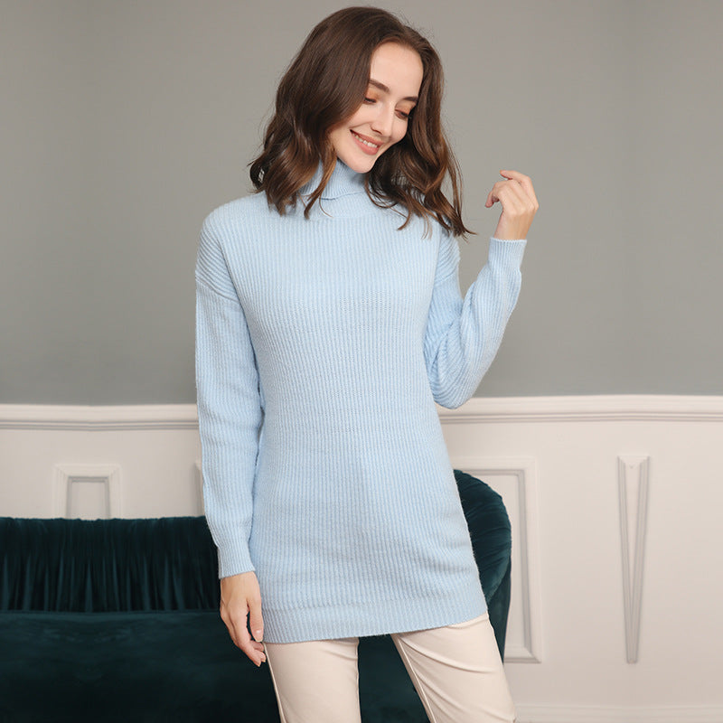 Women's Oversized Ribbed Drop Shoulder Turtleneck Sweater — View 1