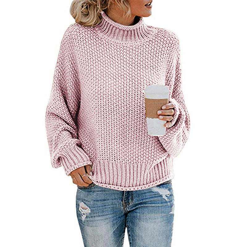 Women's Relaxed Fit Chunky Knit Turtleneck Sweater — View 11