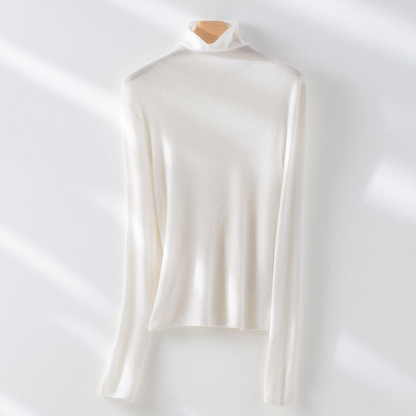 Women's Fitted Fine Knit Turtleneck Sweater — View 7