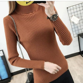 Women's Ribbed Textured Turtleneck Sweater — View 4