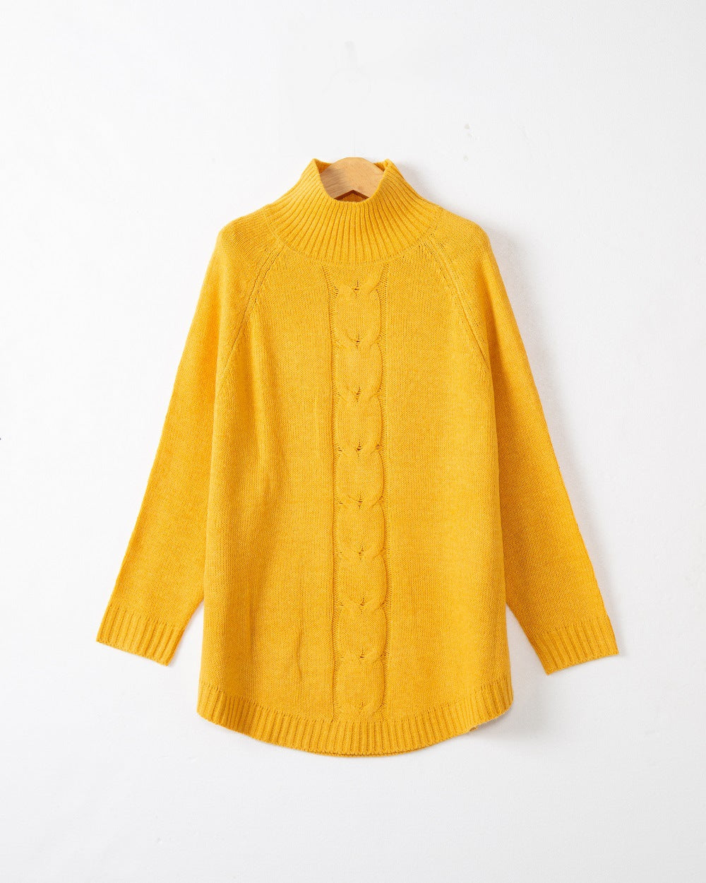 Women's Cable Knit Ribbed Fine Knit Turtleneck Sweater — View 6