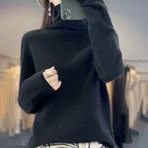 Women's Cashmere Ribbed Fine Knit Turtleneck Sweater — View 8