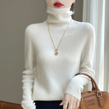 Women's Fitted Ribbed Fine Knit Turtleneck Sweater — View 8