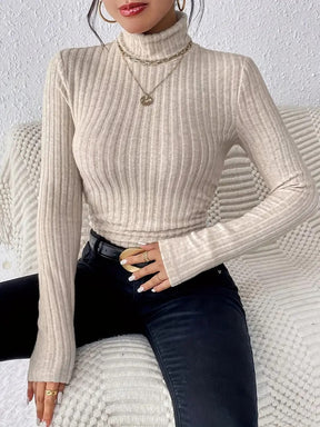 Women's Fitted Ribbed Turtleneck Sweater — View 7