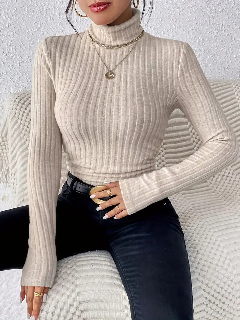Women's Fitted Ribbed Turtleneck Sweater — View 7