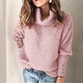 Women's Oversized Ribbed Drop Shoulder Turtleneck Sweater — View 15