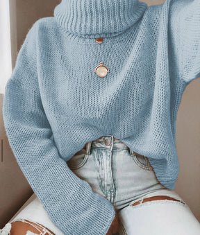 Women's Oversized Chunky Knit Turtleneck Sweater — View 9