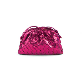 Women's Woven Mini Crossbody Bag in Metallic Magenta by Juana Fashion