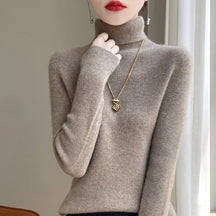 Women's Fitted Ribbed Fine Knit Turtleneck Sweater — View 14