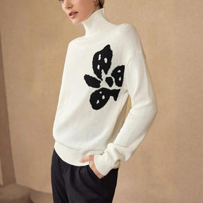 Women's Floral Turtleneck Sweater — View 4
