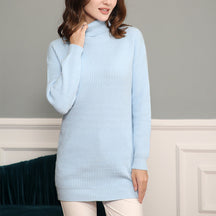 Women's Oversized Ribbed Drop Shoulder Turtleneck Sweater — View 9
