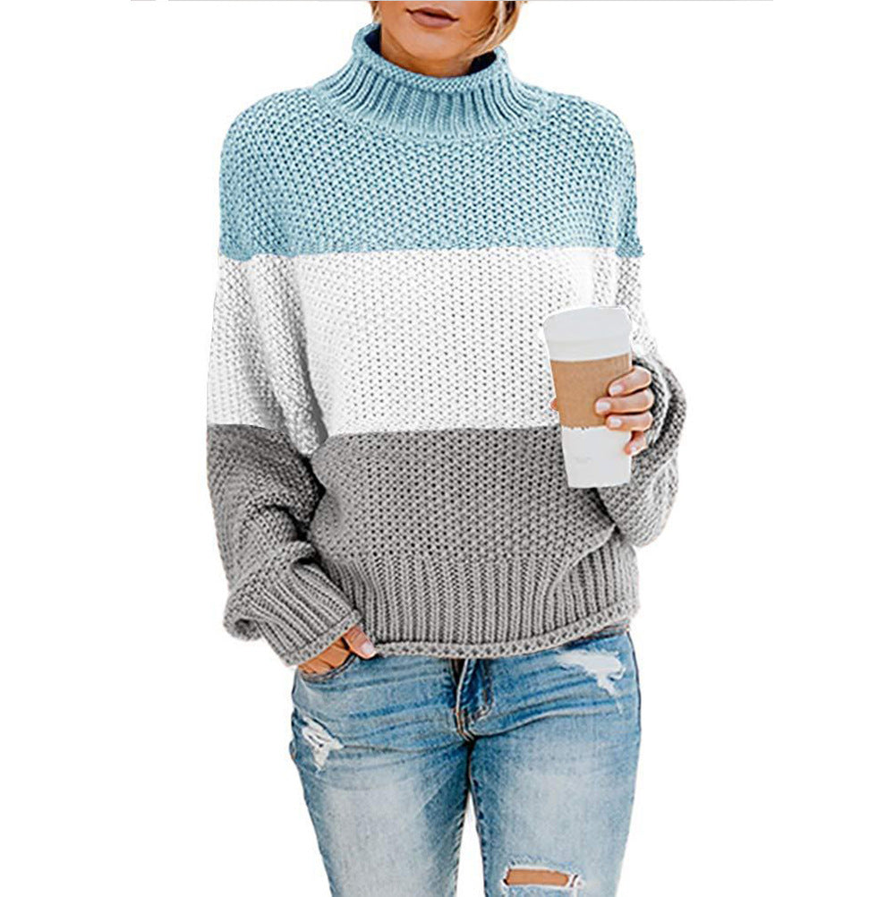 Women's Oversized Ribbed Chunky Knit Turtleneck Sweater — View 17