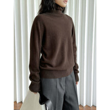 Women's Relaxed Fit Ribbed Fine Knit Turtleneck Sweater — View 2