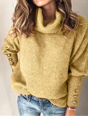 Women's Oversized Ribbed Textured Turtleneck Sweater — View 1