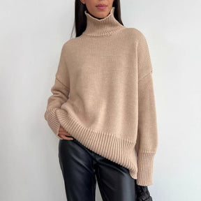 Women's Wool Blend Relaxed Fit Turtleneck Sweater — View 4