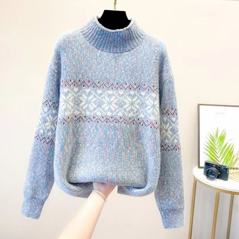 Women's Ribbed Fair Isle Turtleneck Sweater — View 4