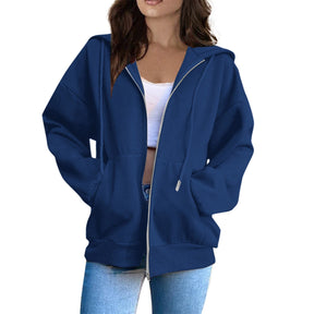 Women's Oversized Zip Front Hooded Jacket — View 1