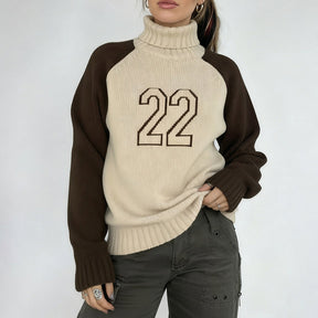 Women's Ribbed Colorblock Raglan Sleeve Turtleneck Sweater — View 4