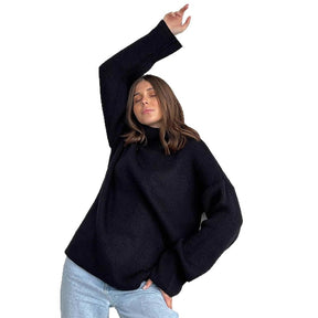 Women's Oversized Ribbed Drop Shoulder Turtleneck Sweater — View 5