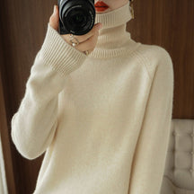 Women's Wool Blend Ribbed Turtleneck Sweater — View 7