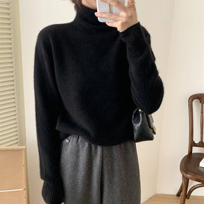 Women's Wool Blend Ribbed Turtleneck Sweater — View 6