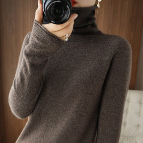 Women's Fitted Fine Knit Thumbhole Turtleneck Sweater — View 16