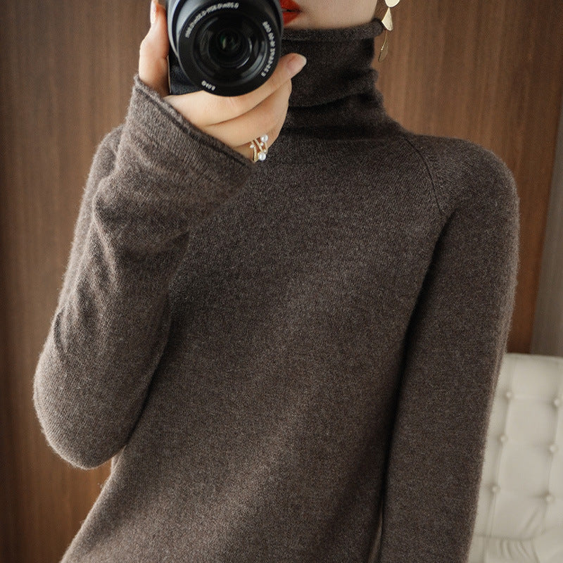 Women's Fitted Fine Knit Thumbhole Turtleneck Sweater — View 16