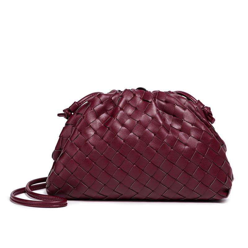 Women's Woven Mini Crossbody Bag in Bordeaux by Juana Fashion