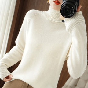 Women's Wool Blend Ribbed Turtleneck Sweater — View 10