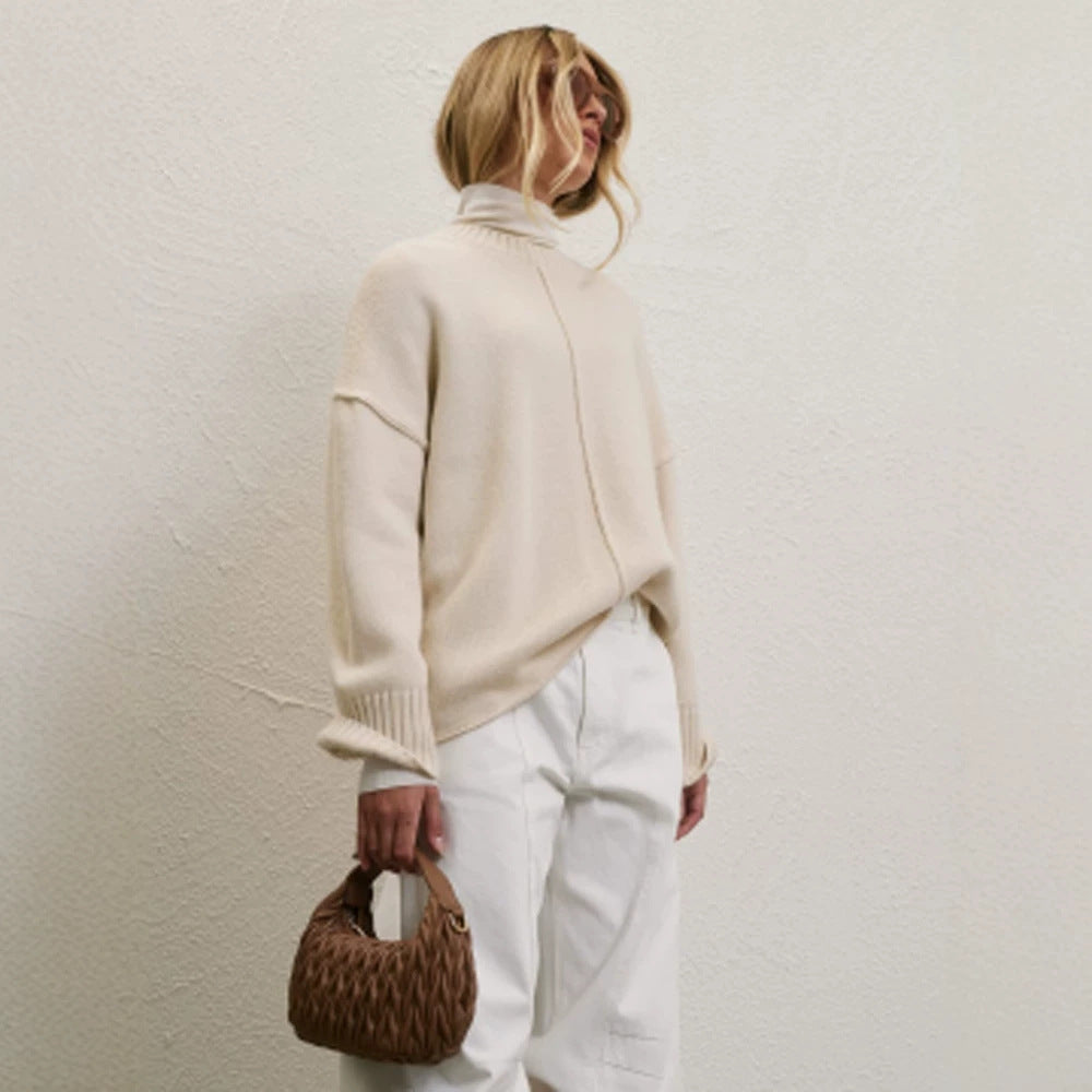 Women's Oversized Drop Shoulder Turtleneck Sweater — View 1