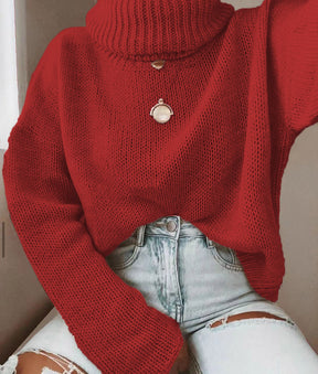 Women's Oversized Chunky Knit Turtleneck Sweater — View 6