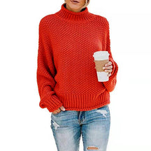 Women's Ribbed Chunky Knit Drop Shoulder Turtleneck Sweater — View 4