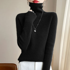 Women's Fitted Ribbed Fine Knit Turtleneck Sweater — View 12