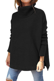 Women's Relaxed Fit Textured Turtleneck Sweater — View 13