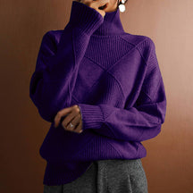 Women's Fine Knit Geometric Turtleneck Sweater — View 9