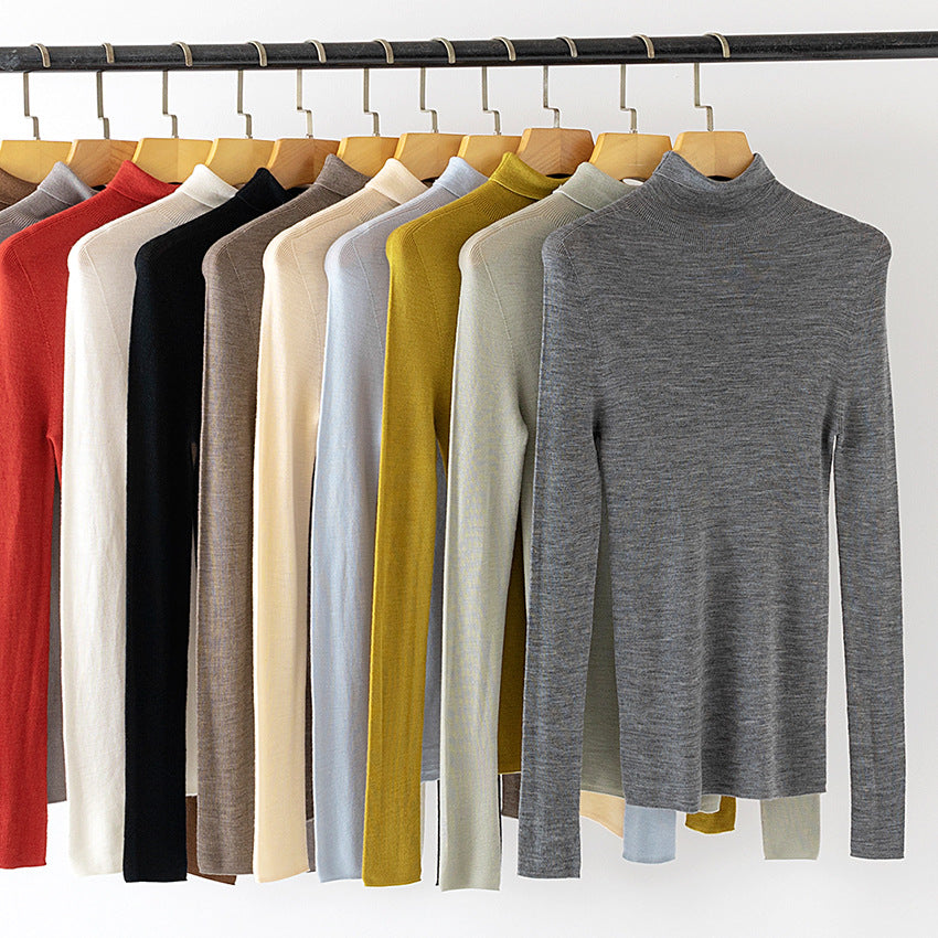 Women's Ribbed Fine Knit Turtleneck Sweater — View 1