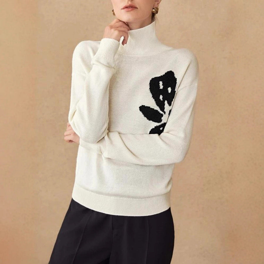 Women's Floral Turtleneck Sweater — View 2
