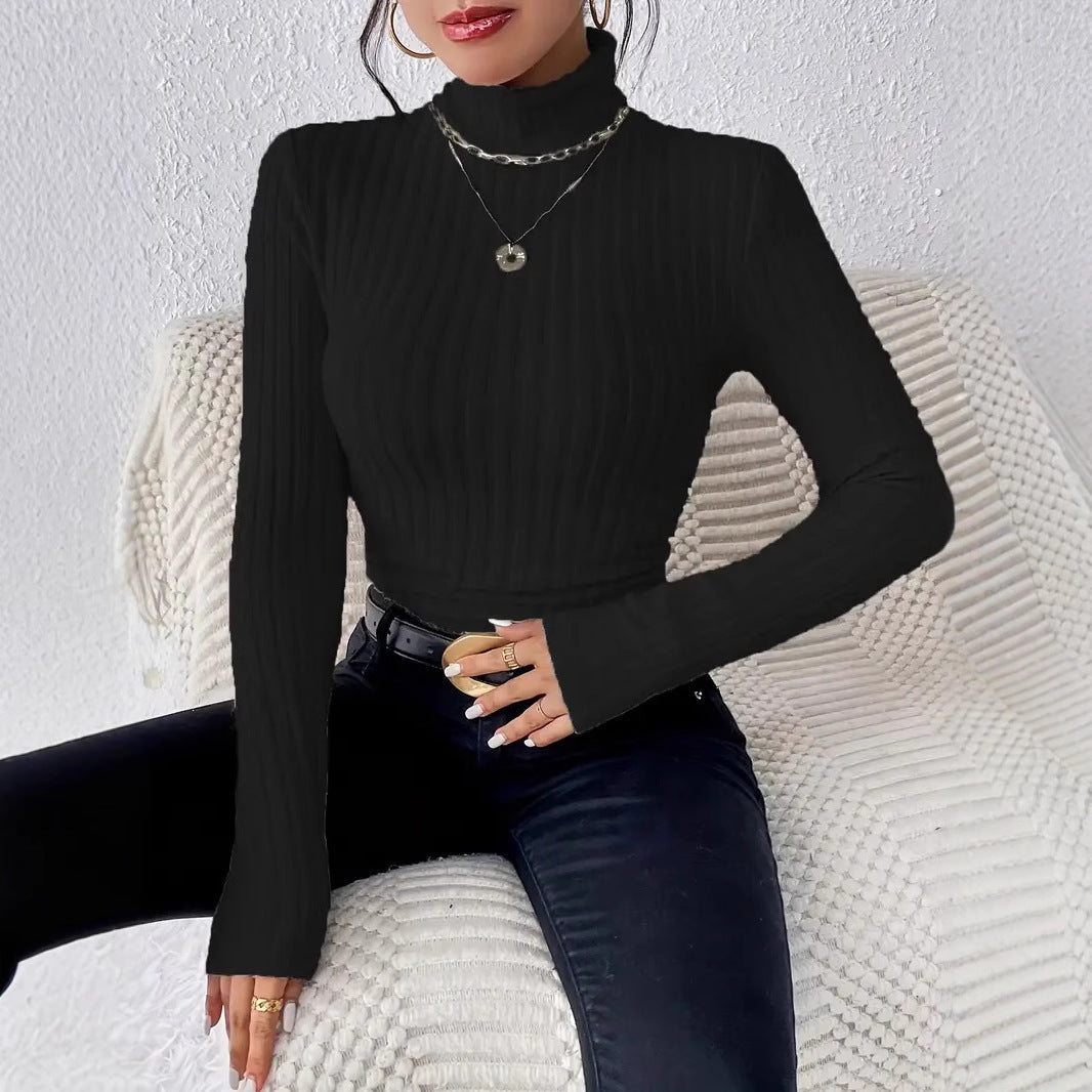 Women's Fitted Ribbed Turtleneck Sweater — View 4