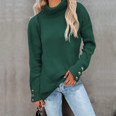 Women's Textured Button Detail Turtleneck Sweater — View 6