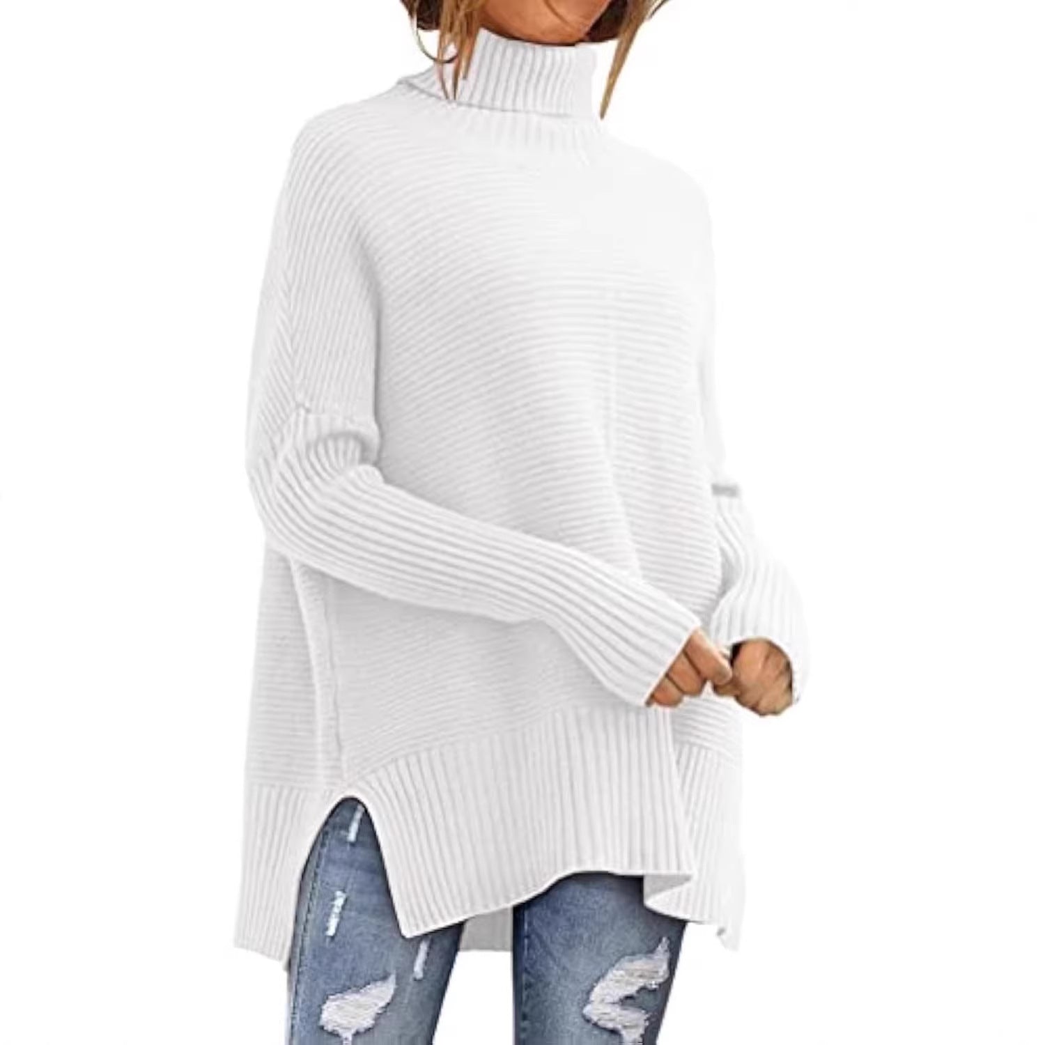 Women's Ribbed Turtleneck Sweater — View 3