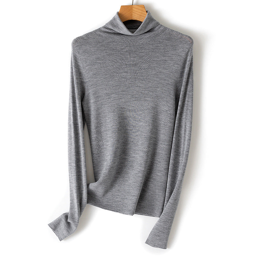 Women's Ribbed Fine Knit Turtleneck Sweater — View 17